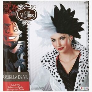 Halloween Disney Villains Cruella De Vil Cosplay Costume Wig
